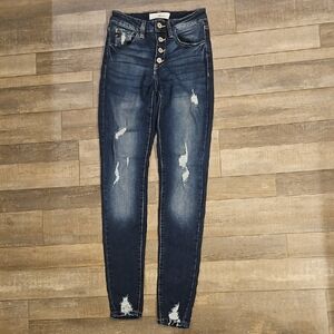 KanCan Dark Wash Distressed Skinny Jeans